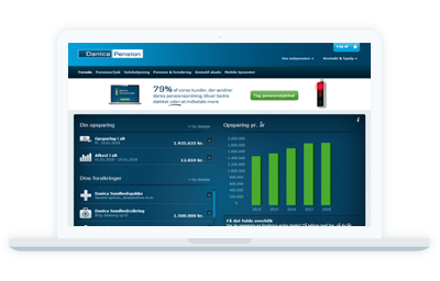 Visuelt billede af, hvordan netpension ser ud på en computer