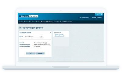 Visuelt billede af, tilvalg og fravalg på netpension