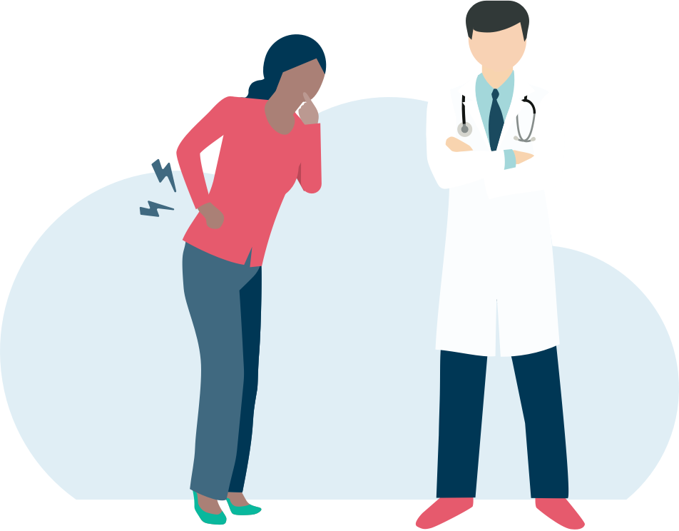 Woman talking to doctor