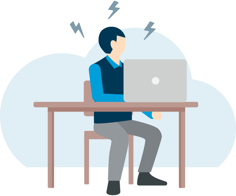 Employee working with his computer